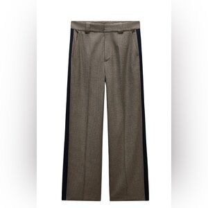ZARA Women's Brown Checkered Trousers
